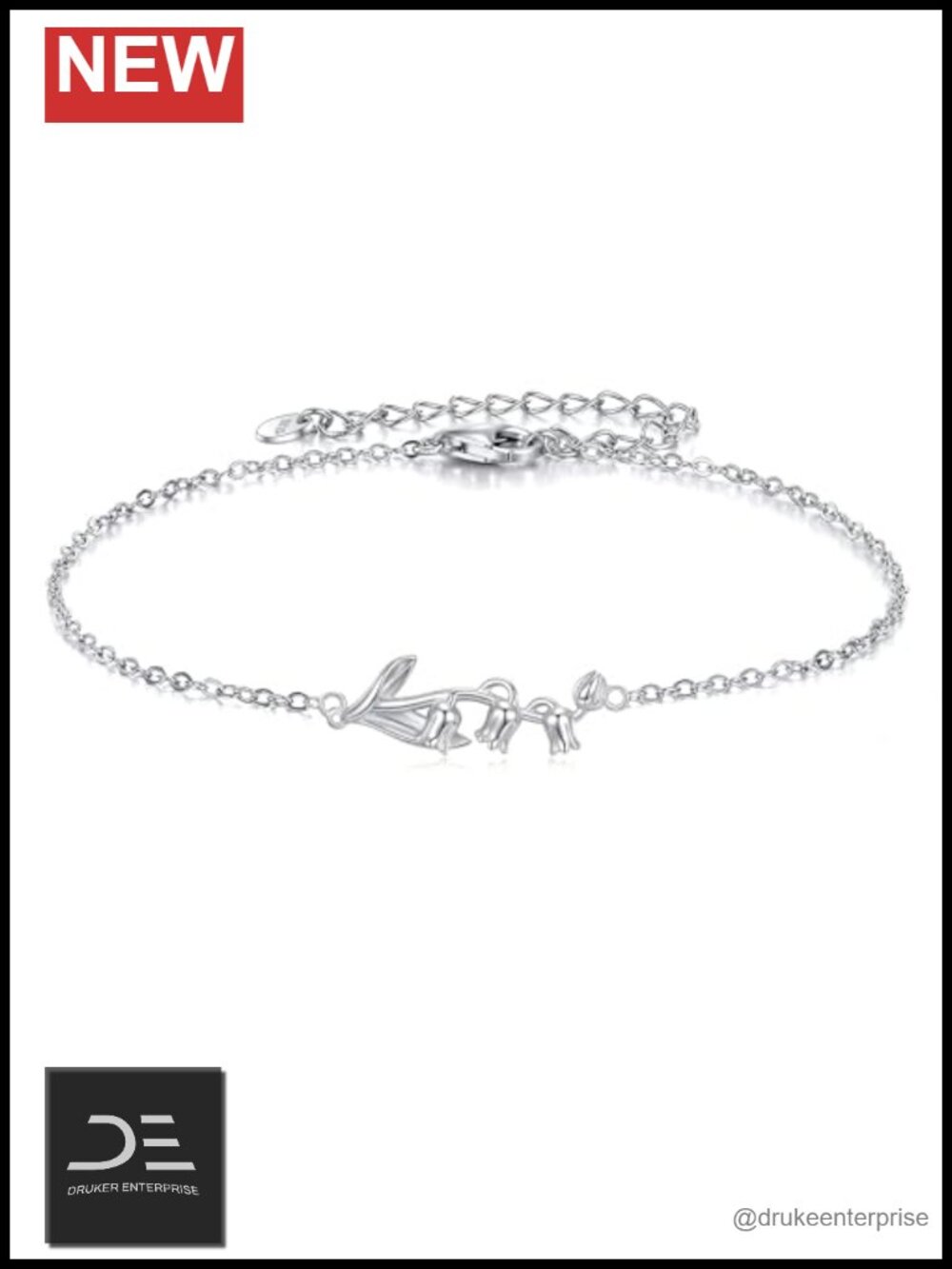 925 Sterling Silver Floral Link Bracelet for Women, Flower Jewelry Gift